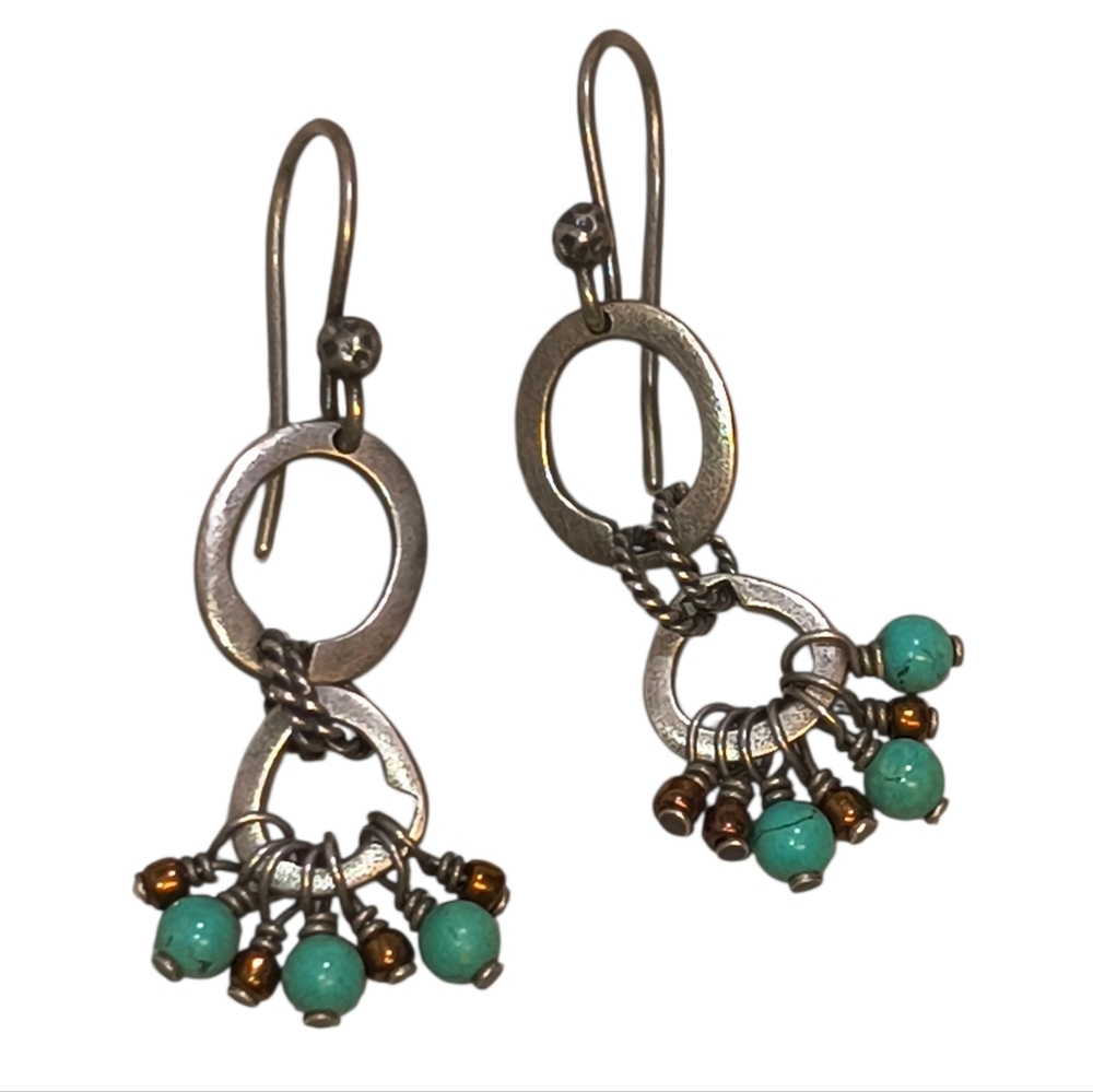 Silpada W1536 Sterling Silver Turquoise & Bronze Bead Dangle Earrings